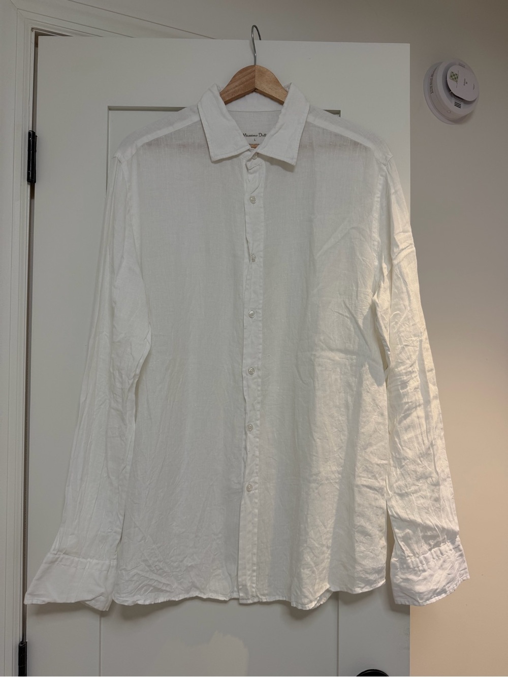 Massimo Dutti White Linen Long Sleeve Button Shirt